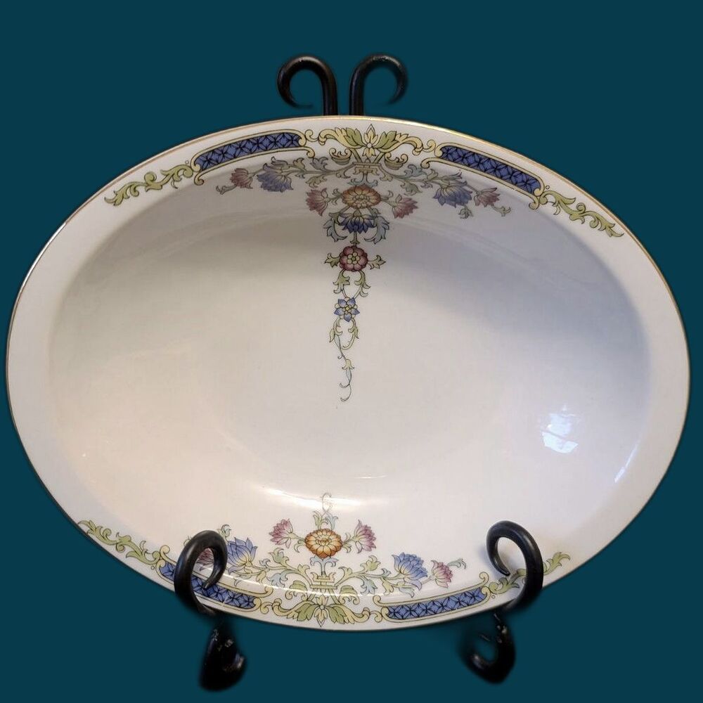 Hutschenreuther Selb‎ Oval Serving Bowl Floral & Swag Gold Antique German China